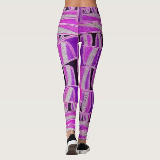SUN SOLAR ENERGIE Abstrakt geometrisch rosa, weiß Leggings (Rückseite)