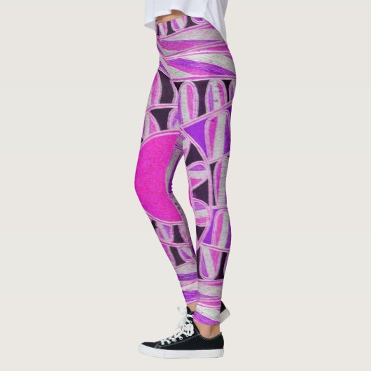 SUN SOLAR ENERGIE Abstrakt geometrisch rosa, weiß Leggings (Links)