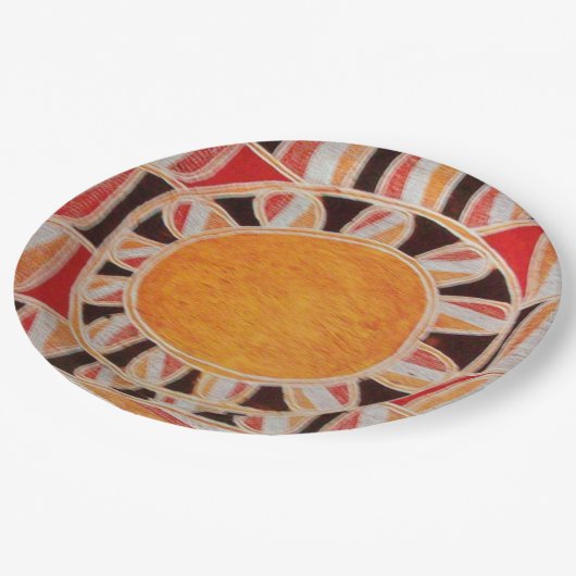 SUN SOLAR ENERGIE Gelb Orange Red Black Pappteller (Schrägansicht)