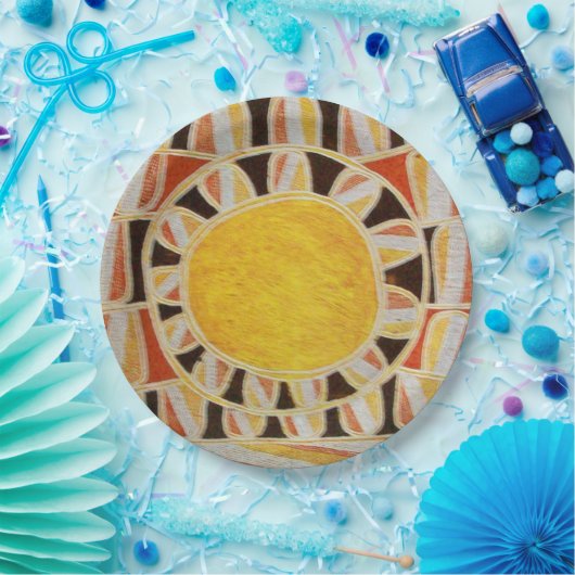 SUN SOLAR ENERGIE Gelb Orange Red Black Pappteller (Party)