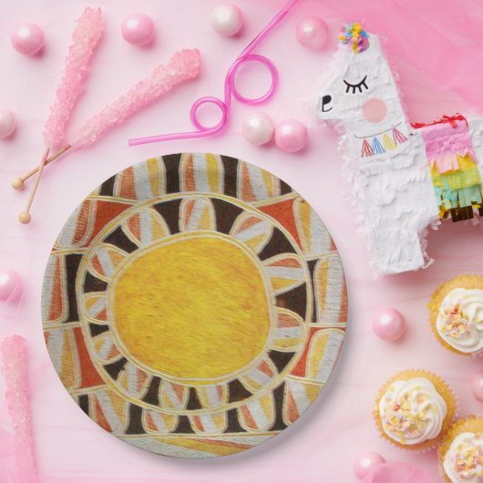 SUN SOLAR ENERGIE Gelb Orange Red Black Pappteller (Party)