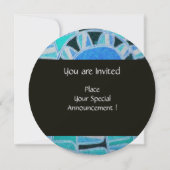 SUN SOLAR ENERGIE MONOGRAM Aqua Abstrakt Einladung (Rückseite)