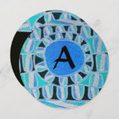 SUN SOLAR ENERGIE MONOGRAM Aqua Abstrakt Einladung (Vorne/Hinten)