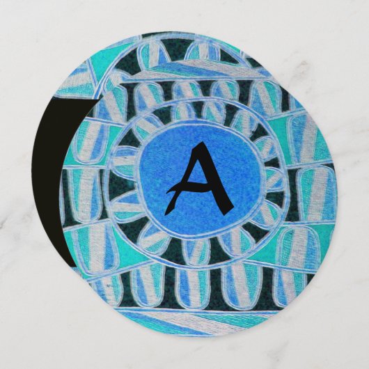 SUN SOLAR ENERGIE MONOGRAM Aqua Abstrakt Einladung (Vorne/Hinten)