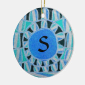SUN SOLAR ENERGIE MONOGRAM Aquamarines Aqua Blue B Keramikornament (Links)