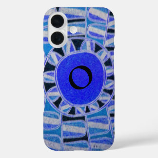 SUN SOLAR ENERGIE MONOGRAM Blau Schwarz iPhone 16 Hülle
