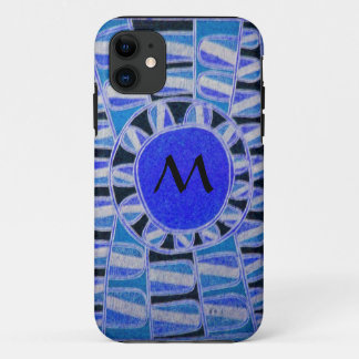 SUN SOLAR ENERGIE MONOGRAM Blau Schwarz iPhone 11 Hülle