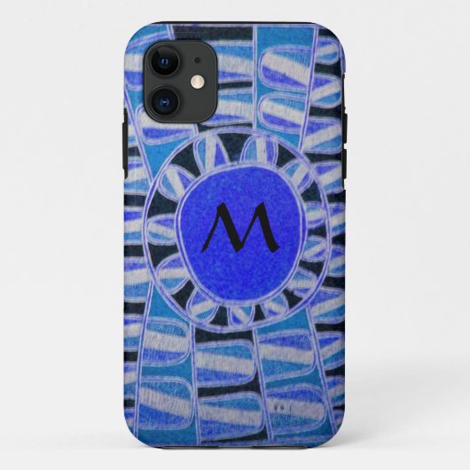 SUN SOLAR ENERGIE MONOGRAM Blau Schwarz Case-Mate iPhone Hülle (Rückseite)