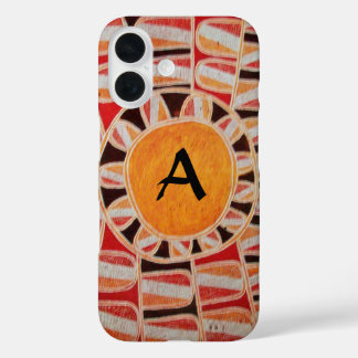 SUN SOLAR ENERGIE MONOGRAM Gelb orange rot schwarz iPhone 16 Hülle