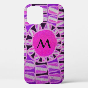SUN SOLAR ENERGIE MONOGRAM Pink Lila Schwarz iPhone 12 Hülle
