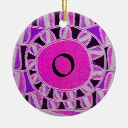 SUN SOLAR ENERGIE MONOGRAM Pink Lila Weiß Schwarz Keramikornament (Vorne)