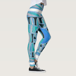 SUN SOLAR ENERGY Abstrakt Geometric Aquamarin Sky Leggings