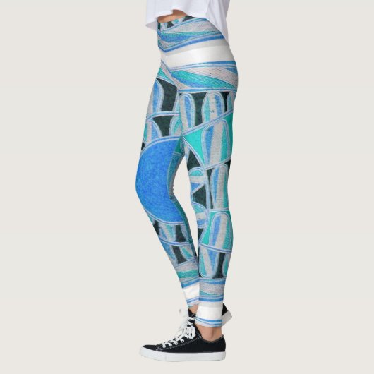 SUN SOLAR ENERGY Abstrakt Geometric Aquamarin Sky Leggings (Links)