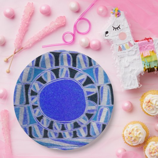 SUN SOLAR ENERGY Blue White Black Pappteller (Party)