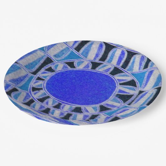 SUN SOLAR ENERGY Blue White Black Pappteller (Schrägansicht)