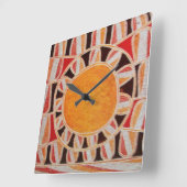 SUN SOLAR ENERGY yellow orange red black Quadratische Wanduhr (Winkel)