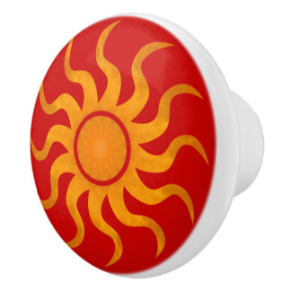 Sun Spicy Red Tile - Large Keramikknauf