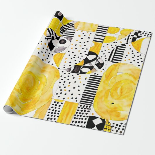 Sun Spirit: Gelbe und native Muster Geschenkpapier (Ungerollt)