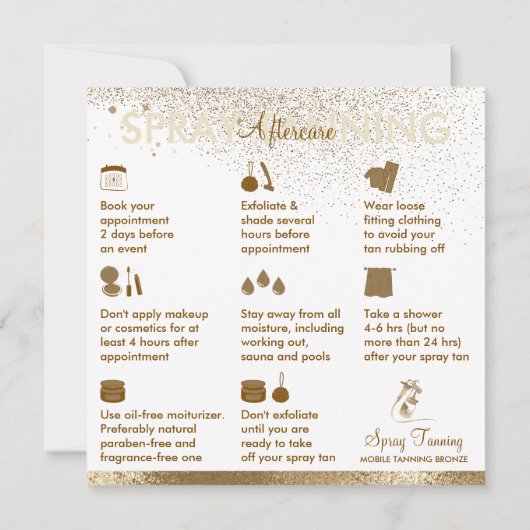 Sun Spray Tan Aftercare Instructions Tipps Body Einladung (Rückseite)