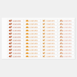 Sun, Star, Herz und Regenbogen Kinder Namensschule Etiketten