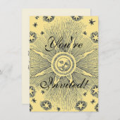 Sun Stars Antiquitäten Night Sky Mittelalterliches Einladung (Vorne/Hinten)