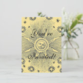 Sun Stars Antiquitäten Night Sky Mittelalterliches Einladung (Stehend Vorderseite)