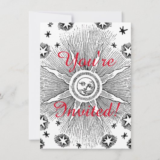 Sun Stars Antiquitäten Night Sky Mittelalterliches Einladung (Vorderseite)