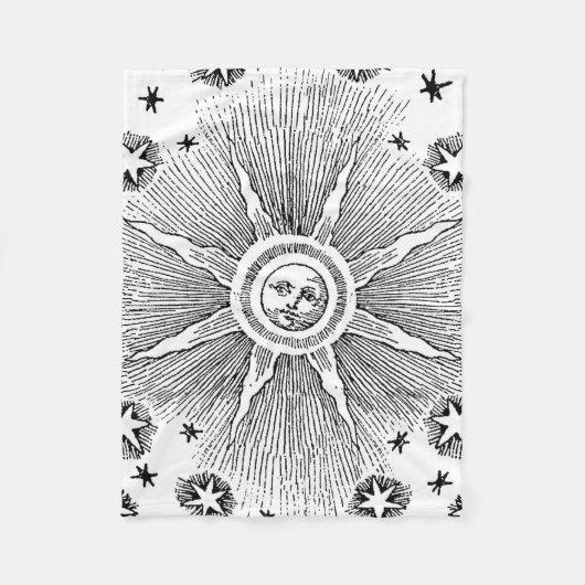 Sun Stars Antiquitäten Night Sky Mittelalterliches Fleecedecke (Vorderseite)