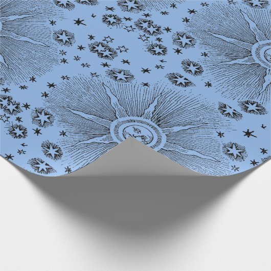Sun Stars Antiquitäten Night Sky Mittelalterliches Geschenkpapier (Ecke)