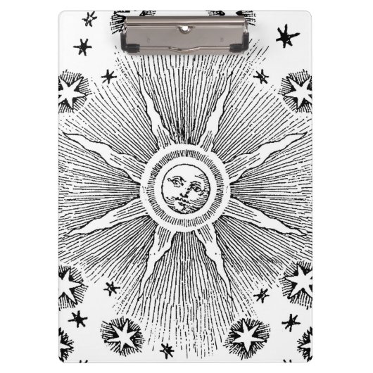 Sun Stars Antiquitäten Night Sky Mittelalterliches Klemmbrett (Vorderseite)