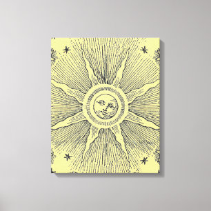 Sun Stars Antiquitäten Night Sky Mittelalterliches Leinwanddruck