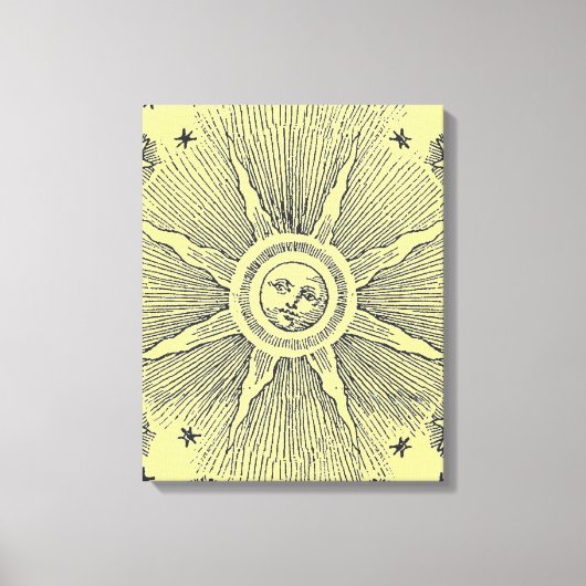 Sun Stars Antiquitäten Night Sky Mittelalterliches Leinwanddruck (Vorderseite)