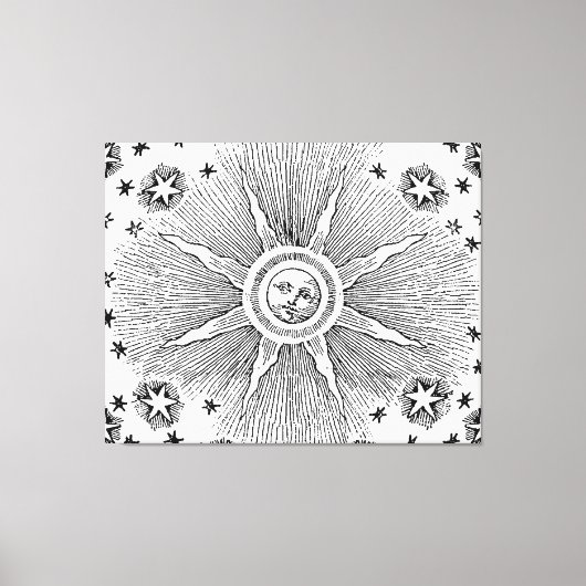 Sun Stars Antiquitäten Night Sky Mittelalterliches Leinwanddruck (Vorderseite)