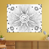 Sun Stars Antiquitäten Night Sky Mittelalterliches Leinwanddruck (Insitu (Wohnzimmer))