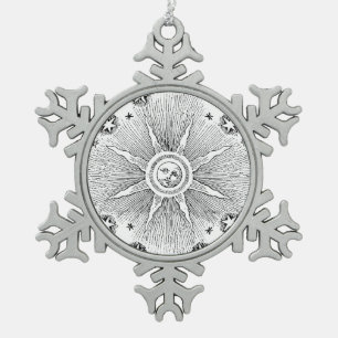 Sun Stars Antiquitäten Night Sky Mittelalterliches Schneeflocken Zinn-Ornament