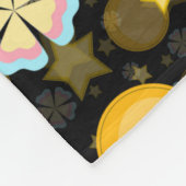 Sun Stars Blume Glitzer Black Design Fleecedecke (Ecke)
