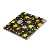 Sun Stars Blume Glitzer Black Design Fliese (Seite)