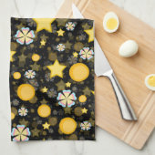 Sun Stars Blume Glitzer Black Design Geschirrtuch (Viertel Falte)