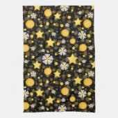 Sun Stars Blume Glitzer Black Design Geschirrtuch (Vertikal)
