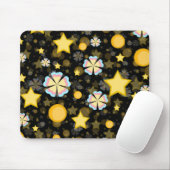 Sun Stars Blume Glitzer Black Design Mousepad (Mit Mouse)