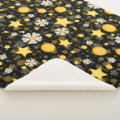Sun Stars Blume Glitzer Black Design Sherpadecke (3/4)