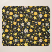Sun Stars Blume Glitzer Black Design Sherpadecke (Vorderseite (Horizontal))