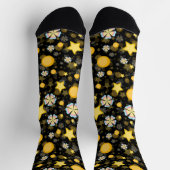 Sun Stars Blume Glitzer Black Design Socken (Oben)