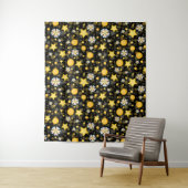 Sun Stars Blume Glitzer Black Design Wandteppich (Beispiel)