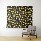 Sun Stars Blume Glitzer Black Design Wandteppich (Beispiel (Horizontal))