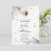 Sun Stars Celestial Wedding Einladung (Stehend Vorderseite)