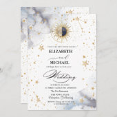 Sun Stars Celestial Wedding Einladung (Vorne/Hinten)