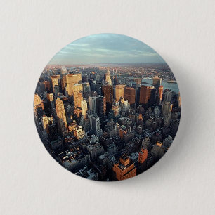 Sun stellt auf New York City Stadt-scape Ansicht Button