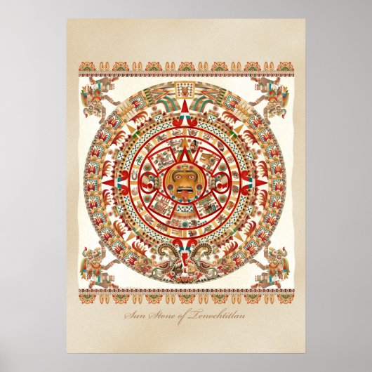 Sun Stone von Tenochtitlan Poster (Vorne)