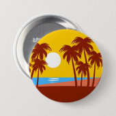 Sun-Strand-Insel-Palme-bunte Illustration Button (Vorne & Hinten)
